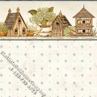 (image for) Bird House Cottage Pattern Miniature Wallpaper for Dollhouses