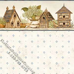 (image for) Bird House Cottage Pattern Miniature Wallpaper for Dollhouses