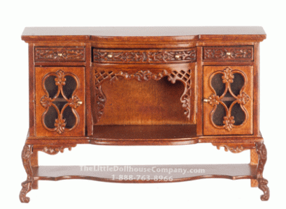 (image for) Miniature Walnut Kensington Buffet for Dollhouses