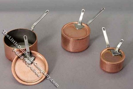 (image for) Miniature Handmade Set of Three Copper Pots by Getzans