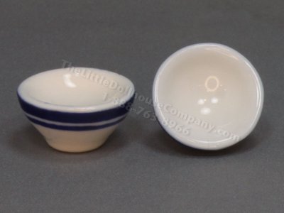 (image for) Miniature White Ceramic Bowl with Blue Rings