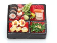 (image for) Miniature Tray of Japanese Food with Maki Sushi Rolls