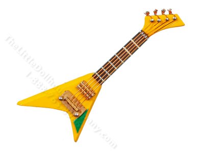 (image for) Miniature Yellow V-type Electric Guitar and Case for Dollhouses