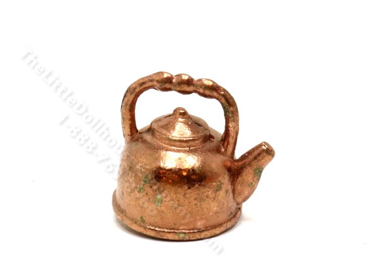 (image for) Miniature Aged Copper Teapot for Dollhouses