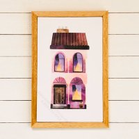 (image for) Miniature Rectangular Framed Purple House Board Print