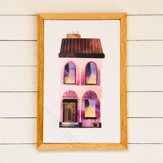 (image for) Miniature Rectangular Framed Purple House Board Print