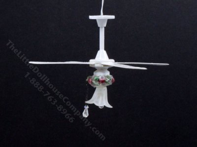 (image for) Miniature White Ceiling Fan and Light for Dollhouses