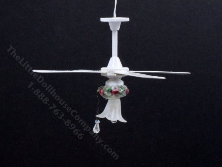 (image for) Miniature White Ceiling Fan and Light for Dollhouses