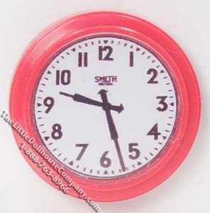 (image for) Miniature Pink Round Wall Clock for Dollhouses