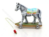 (image for) Miniature Draft Horse Pull Toy for Dollhouses