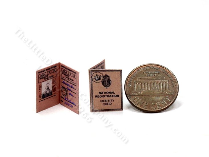 (image for) Miniature Gentlemen's WWII era Identity Card for Dollhouses