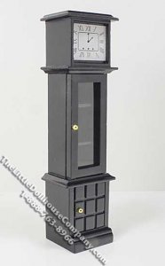 (image for) Miniature Black Grandfather Clock with Storage for Dollhouses