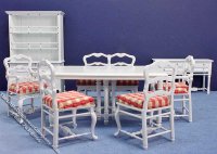 (image for) Miniature White Provence 8 Piece Dining Room Set for Dollhouses