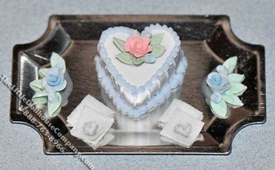 (image for) Dollhouse Scale Model Blue Heart Cake Platter