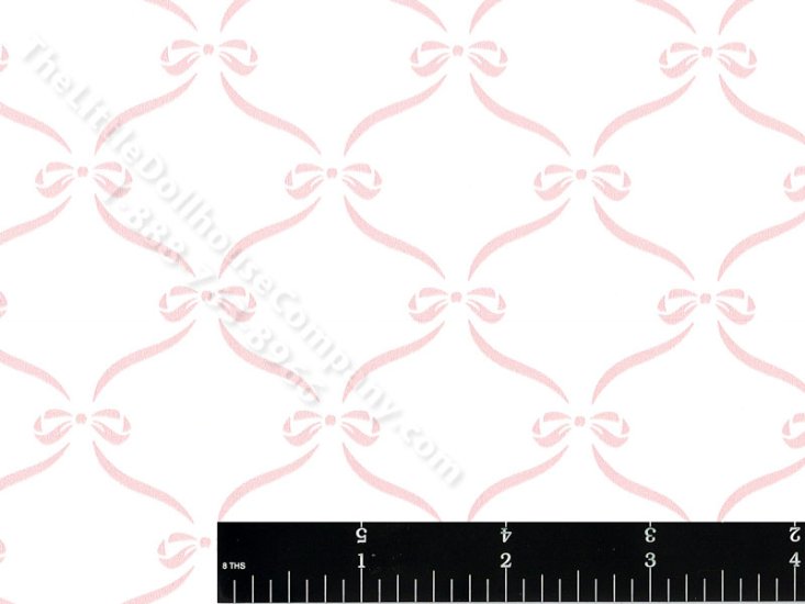 (image for) Pink Bow Lattice on Pink Miniature Wallpaper for Dollhouses