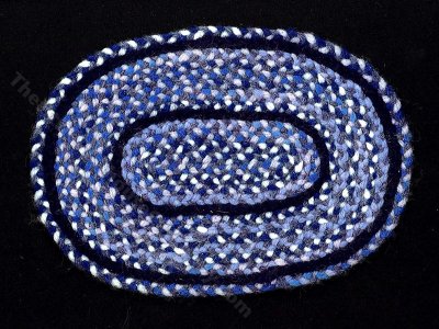 (image for) Dollhouse Scale Model Blue Braided Oval Rug