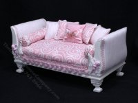 (image for) Miniature Pink and White Day Bed for Dollhouses