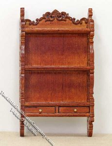 (image for) Miniature Walnut Wall Hutch for Dollhouses