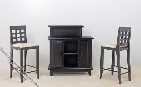 (image for) Miniature 3 Piece Black Bar Set for Dollhouses