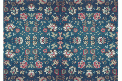 (image for) Miniature Extra Small Scale Blue Floral Rug
