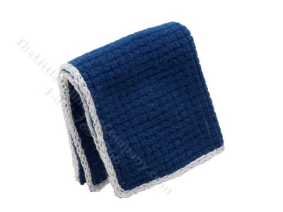 (image for) Miniature Blue Blanket with White Trim for Dollhouses