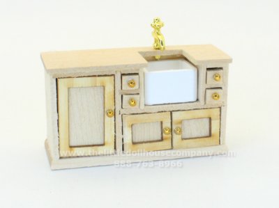 (image for) Miniature Unfinished Small Sink in Cabinet - 1/2 Scale