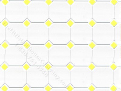 (image for) Dollhouse Scale Model Yellow & White Octagon Vinyl Flooring