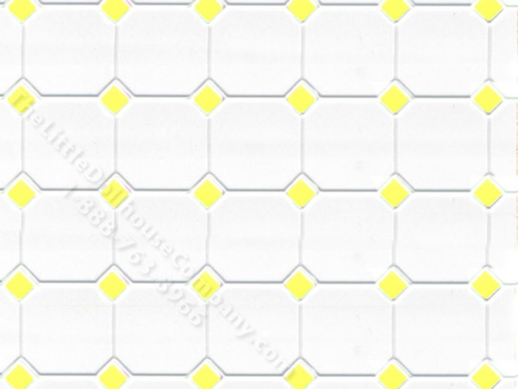 (image for) Dollhouse Scale Model Yellow & White Octagon Vinyl Flooring