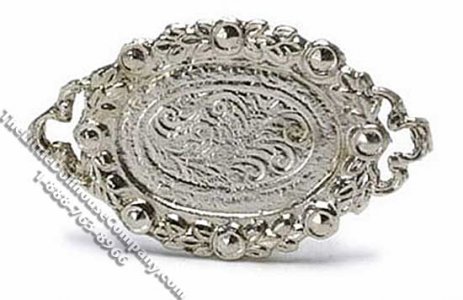 (image for) Miniature Ornate Metal Oval Tray for Dollhouses