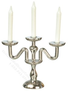 (image for) Miniature 3 Arm Candelabra for Dollhouses - Silver
