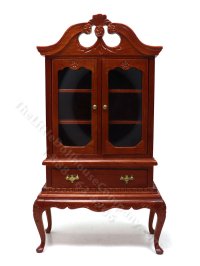 (image for) Vintage Miniature Bespaq Walnut China Hutch for Dollhouses