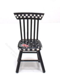 (image for) Miniature Checkered Chair with Polk-a-Dots and Rose