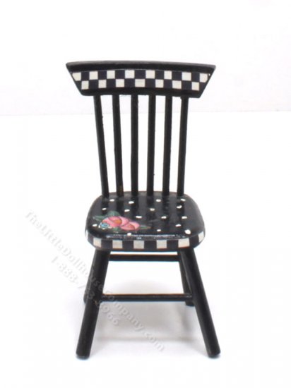 (image for) Miniature Checkered Chair with Polk-a-Dots and Rose