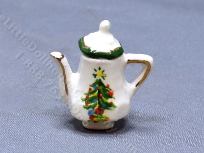 (image for) Miniature Christmas Themed Teapot for Dollhouses by Janice Crawley