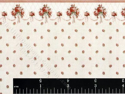 (image for) Salmon Floral Pattern Miniature Wallpaper for Dollhouses