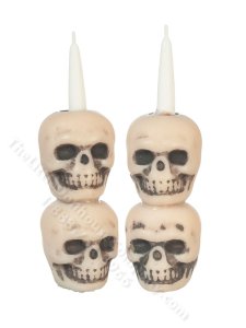 (image for) Miniature Stacked Skull Candlesticks for Dollhouses