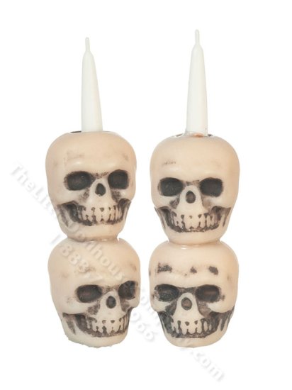 (image for) Miniature Stacked Skull Candlesticks for Dollhouses