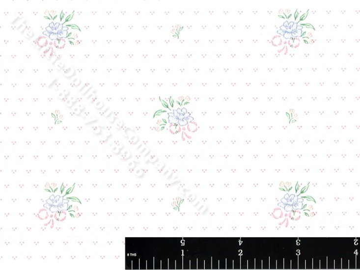 (image for) Purple Flowers with Bows Miniature Wallpaper for Dollhouses