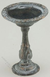 (image for) Dollhouse 1/2" Scale Birdbath, Aged with Water