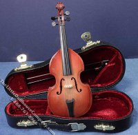 (image for) Miniature Double Bass in Case for Dollhouses