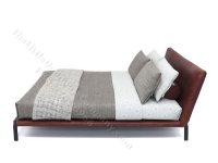 (image for) Miniature Burgundy Leather Bed with Bedding by PRD Miniatures