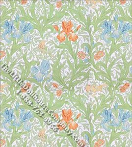 (image for) Iris on White Pattern Miniature Wallpaper for Dollhouses
