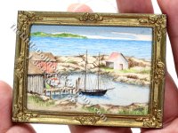 (image for) Vintage Miniature Signed Watercolour Painting by A. Robinson 1990 - "Peggy's Cove"