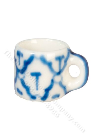 (image for) Miniature Geometric Blue Delft Mug for Dollhouses