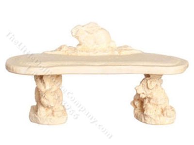 (image for) Miniature Ivory Bunny Bench for Dollhouses