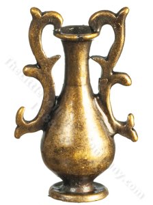 (image for) Miniature Anitque Brass Bud Vase with Handles for Dollhouses