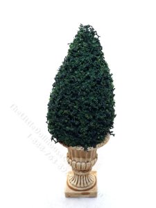 (image for) Miniature 4-1/2" Pine Topiary in Marble Planter for Dollhouses