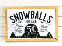 (image for) Miniature Rectangular Framed 'Snowballs for Sale' Board Print