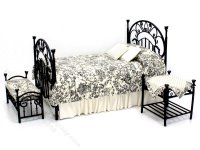 (image for) Dollhouse Miniature 3 Piece Black Bedroom Set by Janet