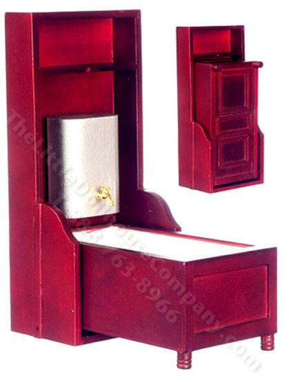 (image for) Miniature Victorian Mahogany Murphy Bathtub for Dollhouses